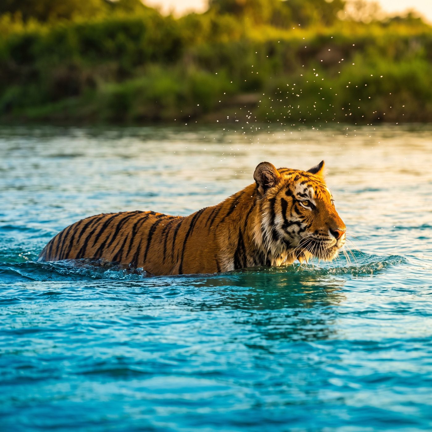 A tiger will swim 5 miles across an open lake just to escape biting flies — the Smithsonian says they cross that easily.