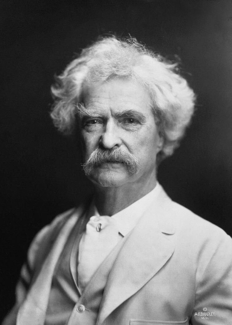 Mark Twain was born in 1835, when Halley's Comet appeared, and said he expected to go out with it. The comet returned in 1910, and Twain died one day after its closest approach to the Sun.