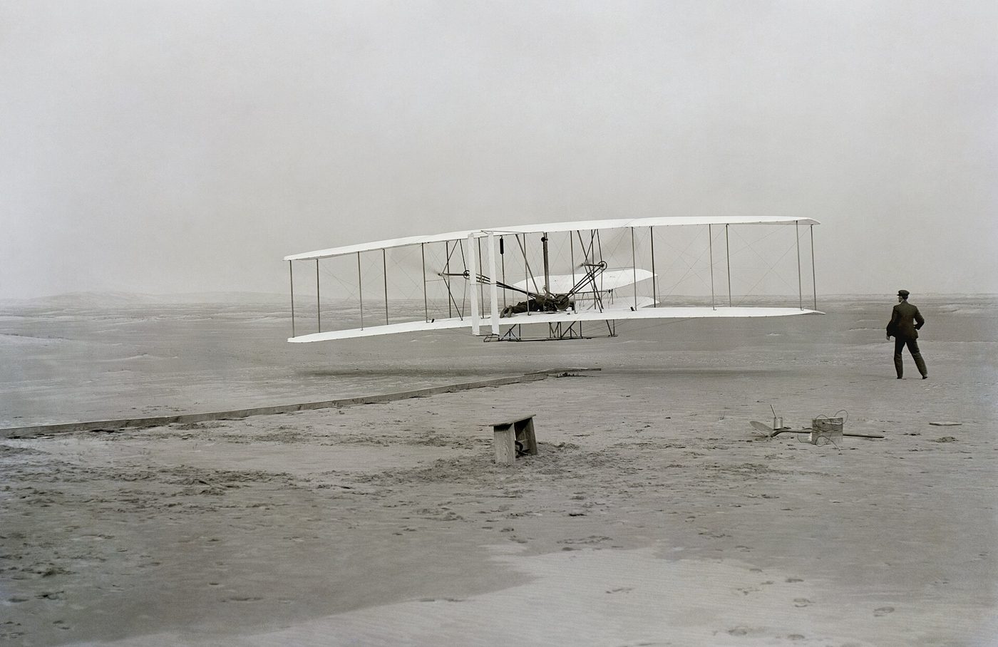 On December 17, 1903, Orville Wright flew the Wright Flyer 120 feet in 12 seconds. Later that same morning, Wilbur flew it 852 feet in 59 seconds.
