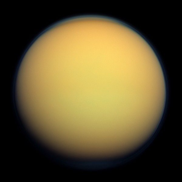 Saturn's moon Titan has clouds, rain, rivers, lakes and seas, NASA says. But its lakes and seas hold liquid methane and ethane instead of water.