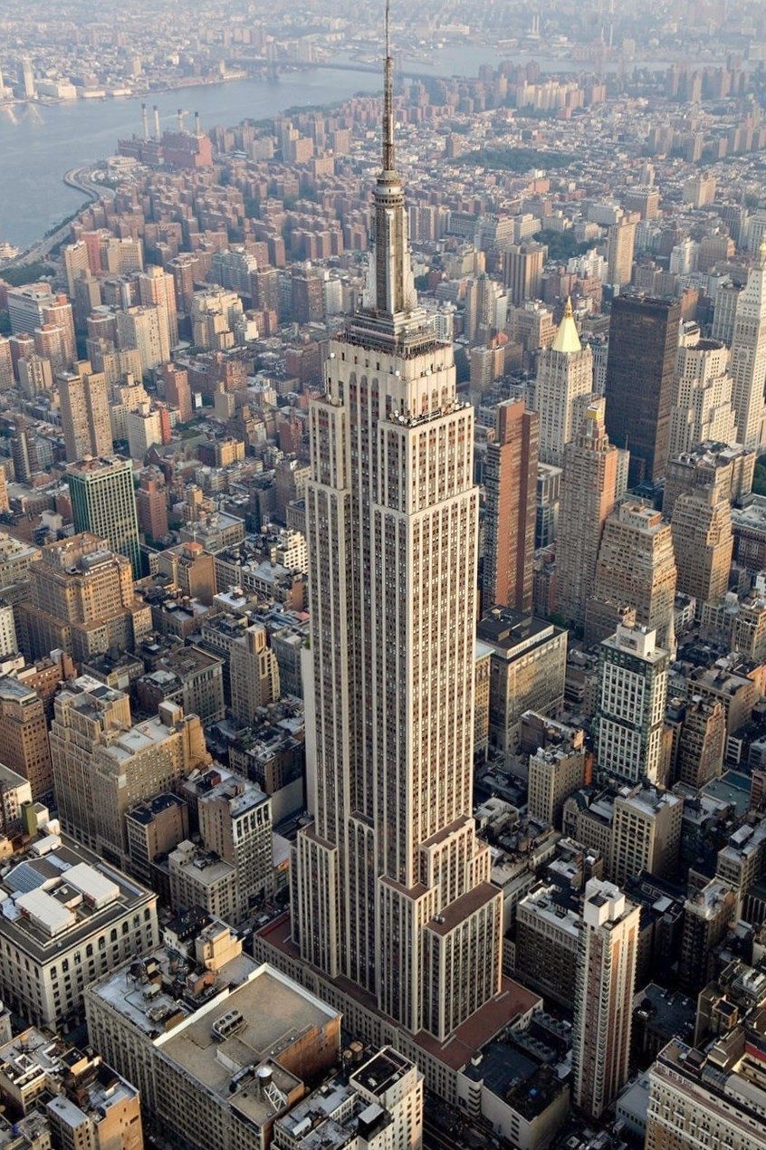 The Empire State Building went up in just 410 days and was finished in 1931. Its antenna gets hit by lightning about 25 times a year.