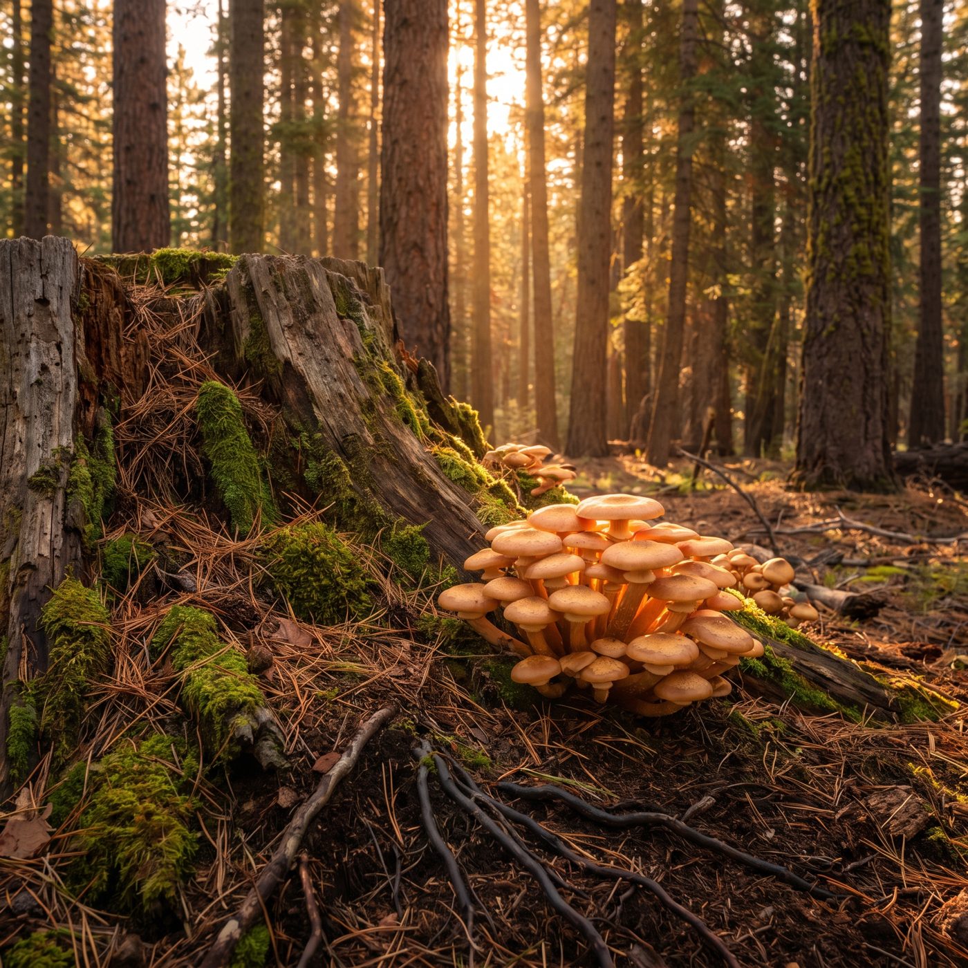 The largest living thing on Earth is a fungus in Oregon: one Armillaria ostoyae covering 2,385 acres — 3.7 square miles.